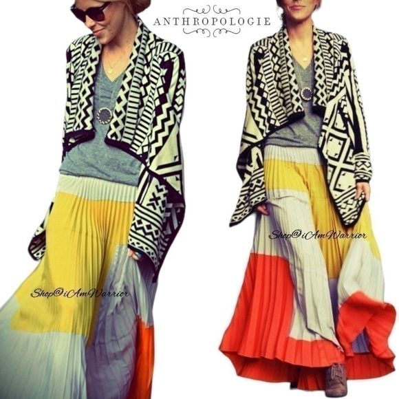 Anthropologie pleated color block maxi skirt *shop@iamwarrior - Picture 6 of 13